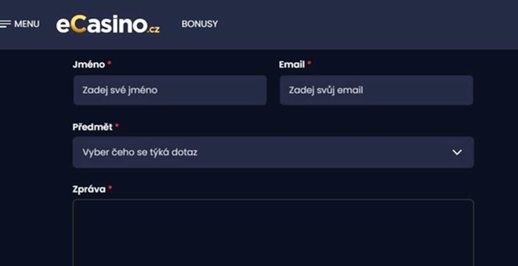 ecasino kontaktní formulář